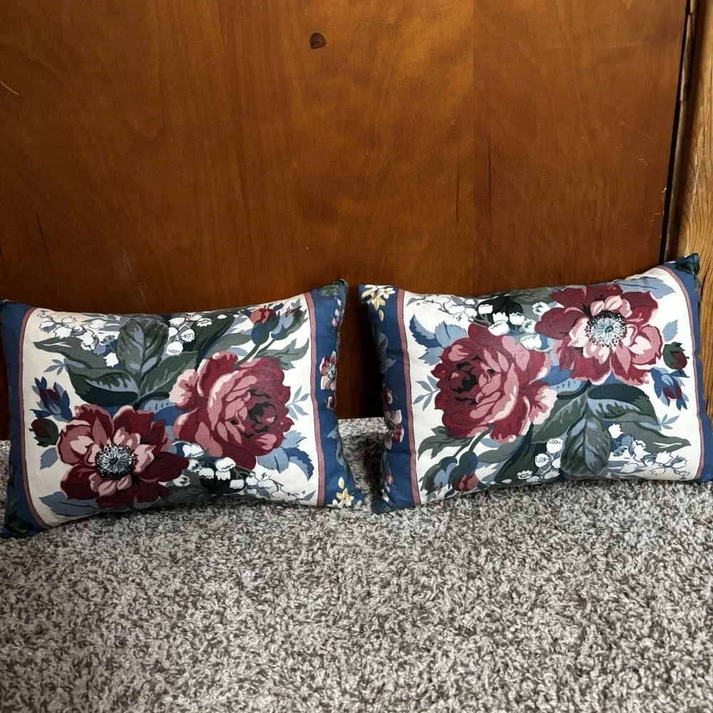 Vintage Waverly Floral Print Flower Throw Pillows 13